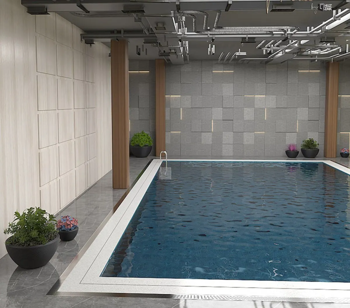 Indoor swimming pool at Maniero Omerli by Huzzak