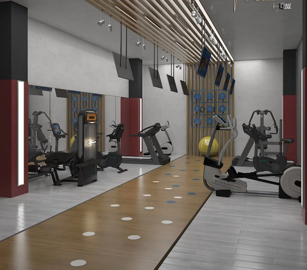 Fitness center at Maniero Omerli by Huzzak