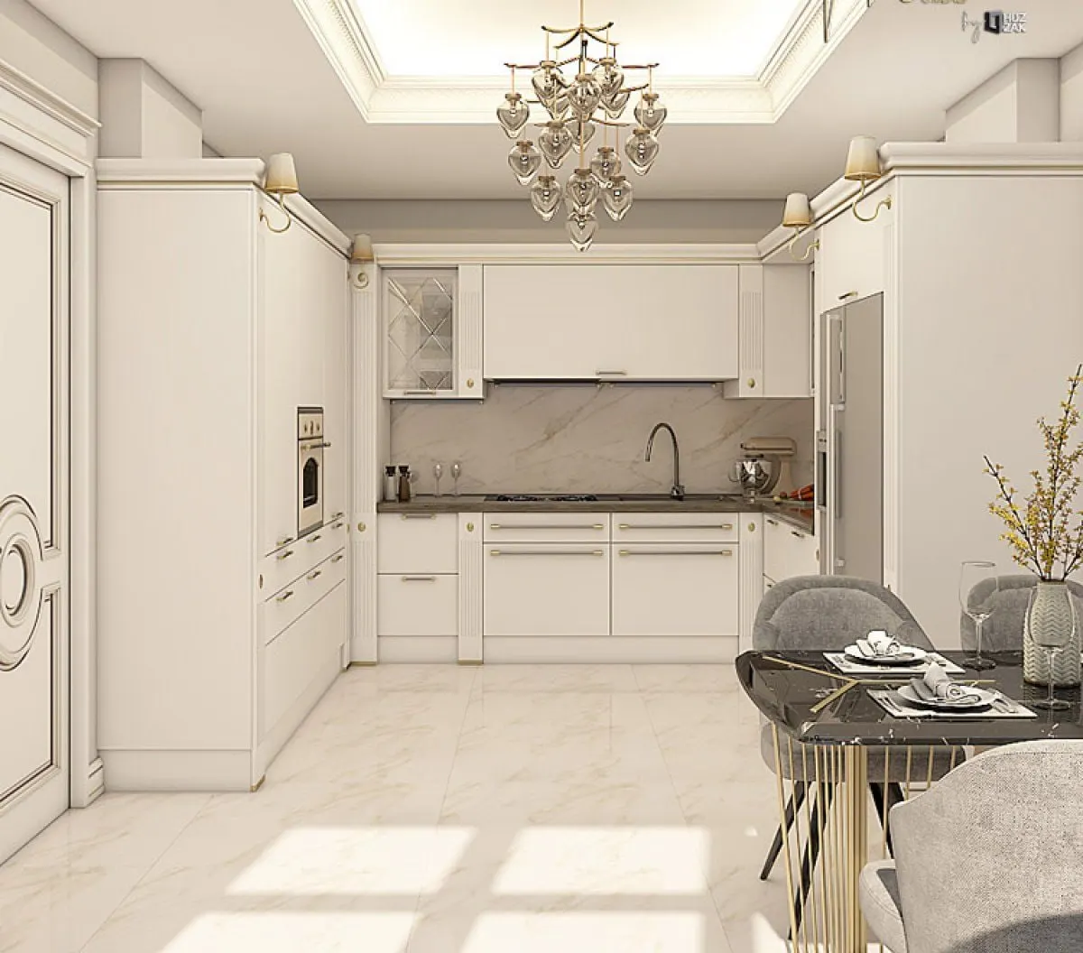 Kitchen in a Maniero Omerli by Huzzak mansion
