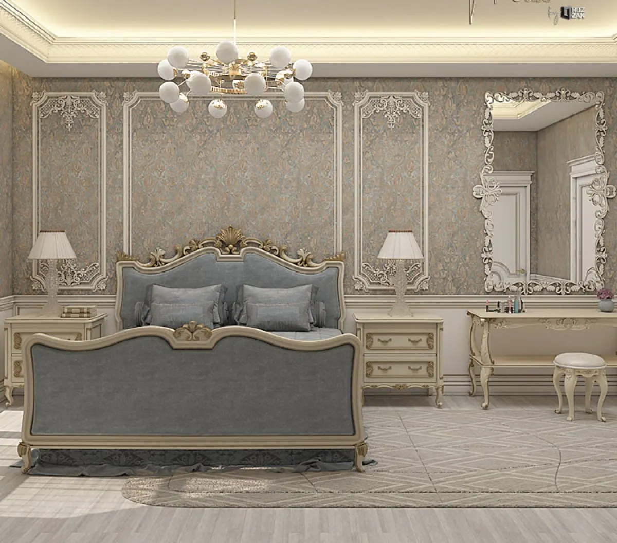Bedroom in a Maniero Omerli by Huzzak mansion