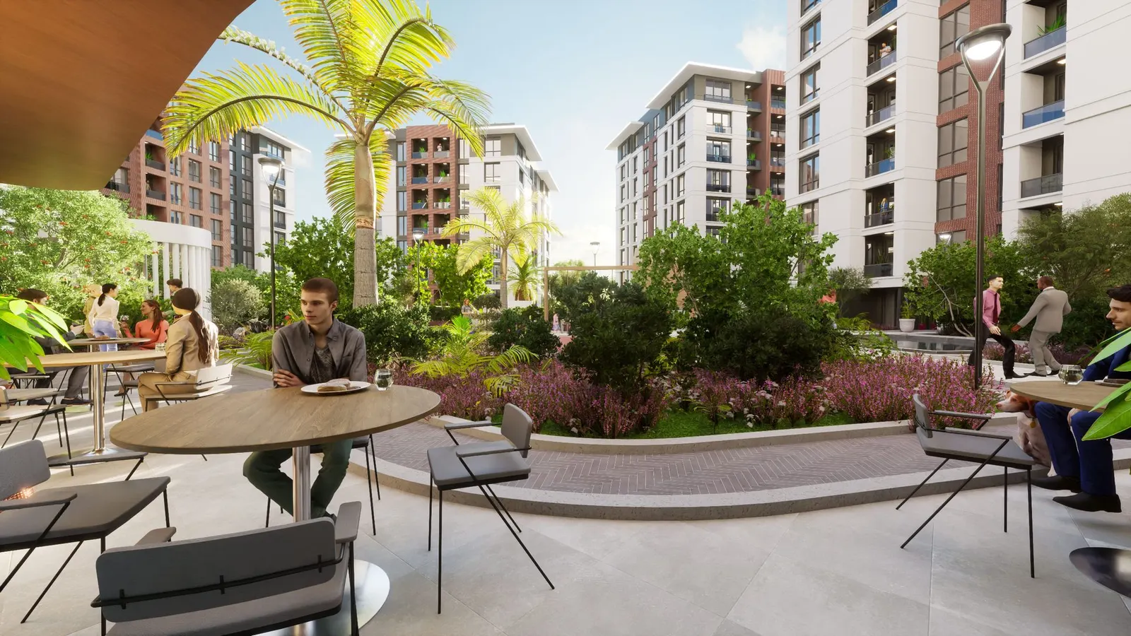 Cafe terrace in the garden at Marmara Koru