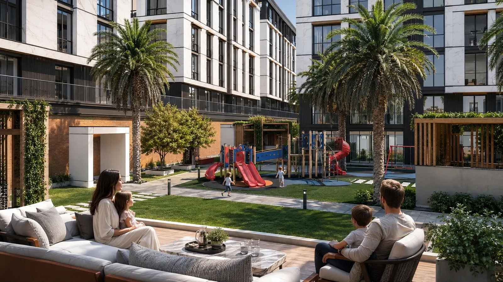 Children's play area in the Mavera Warda courtyard