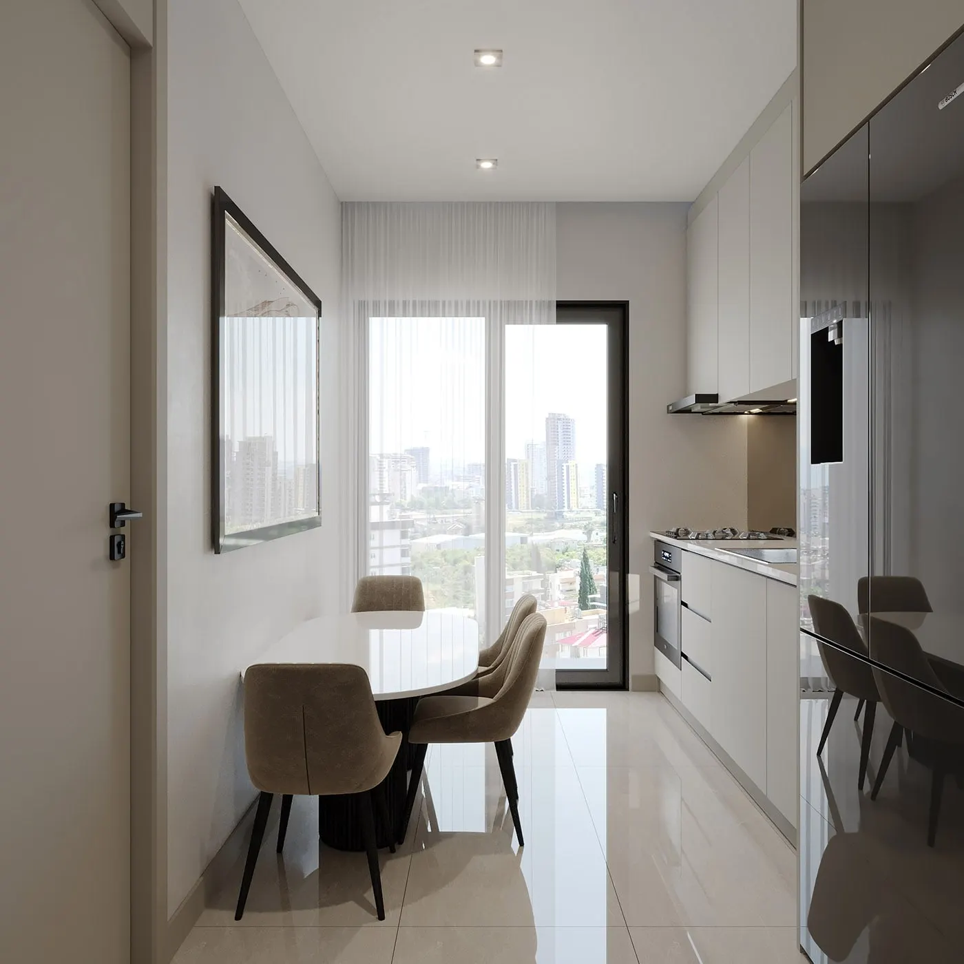 Kitchen and dining area in a Mavera Warda apartment