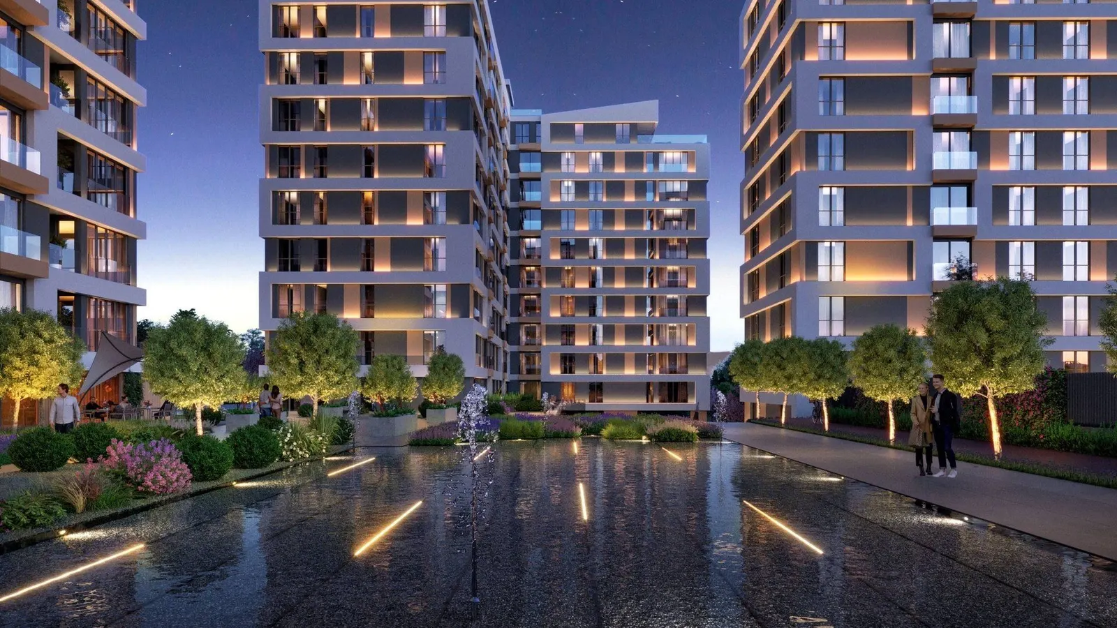 Metro 24 Basaksehir courtyard at night