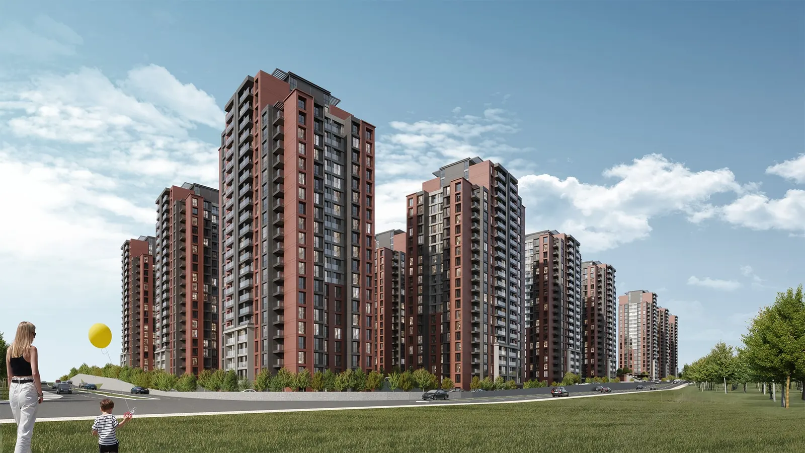Natura Ferce towers seen from the road