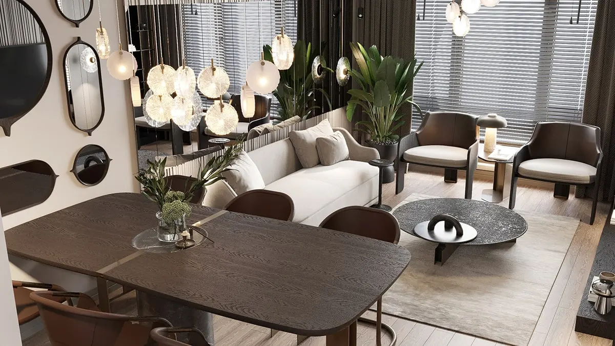 Dining and living area in a Natura Ferce 3+1 apartment