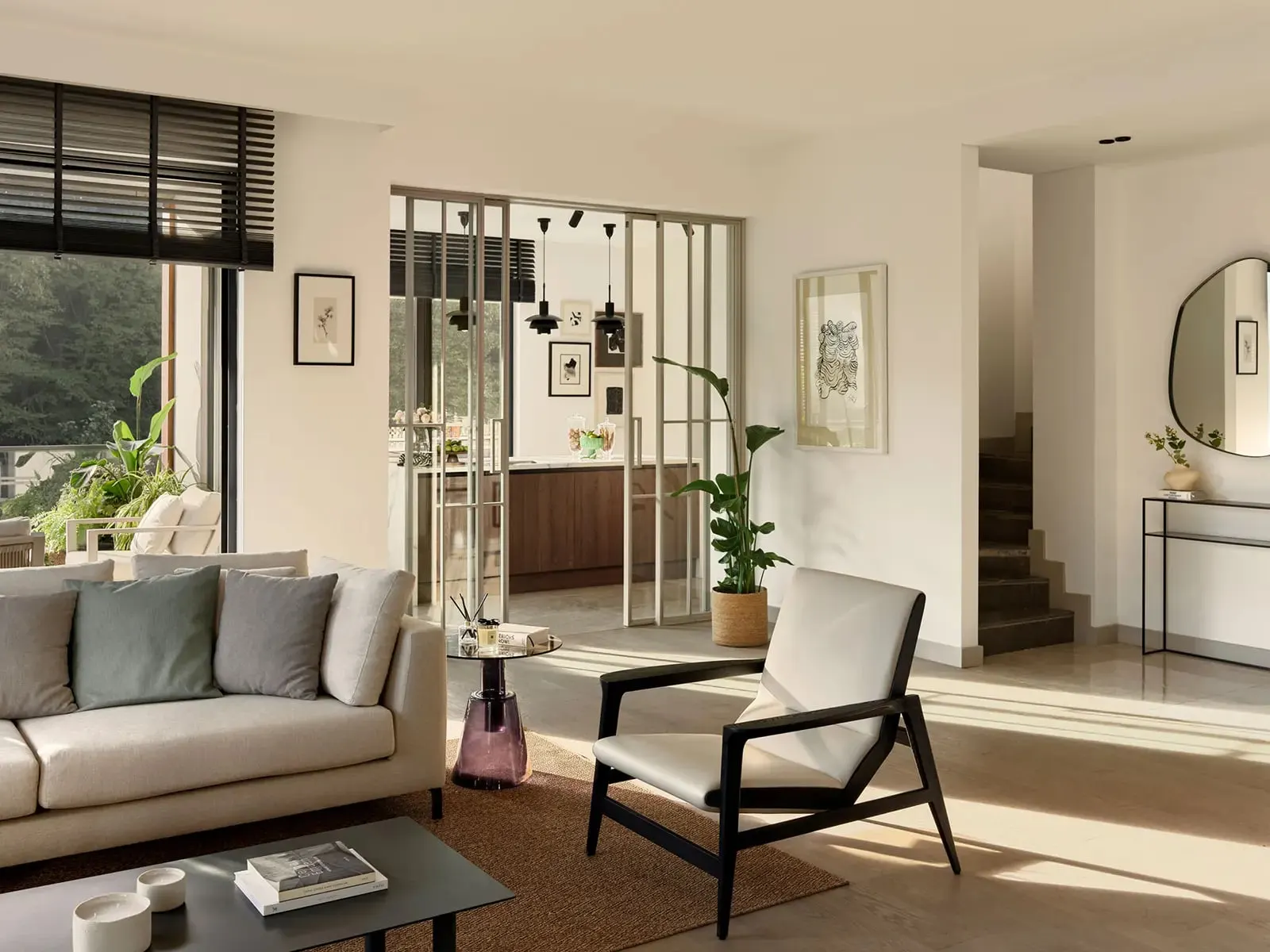 Living room in a Naturalist Verde home