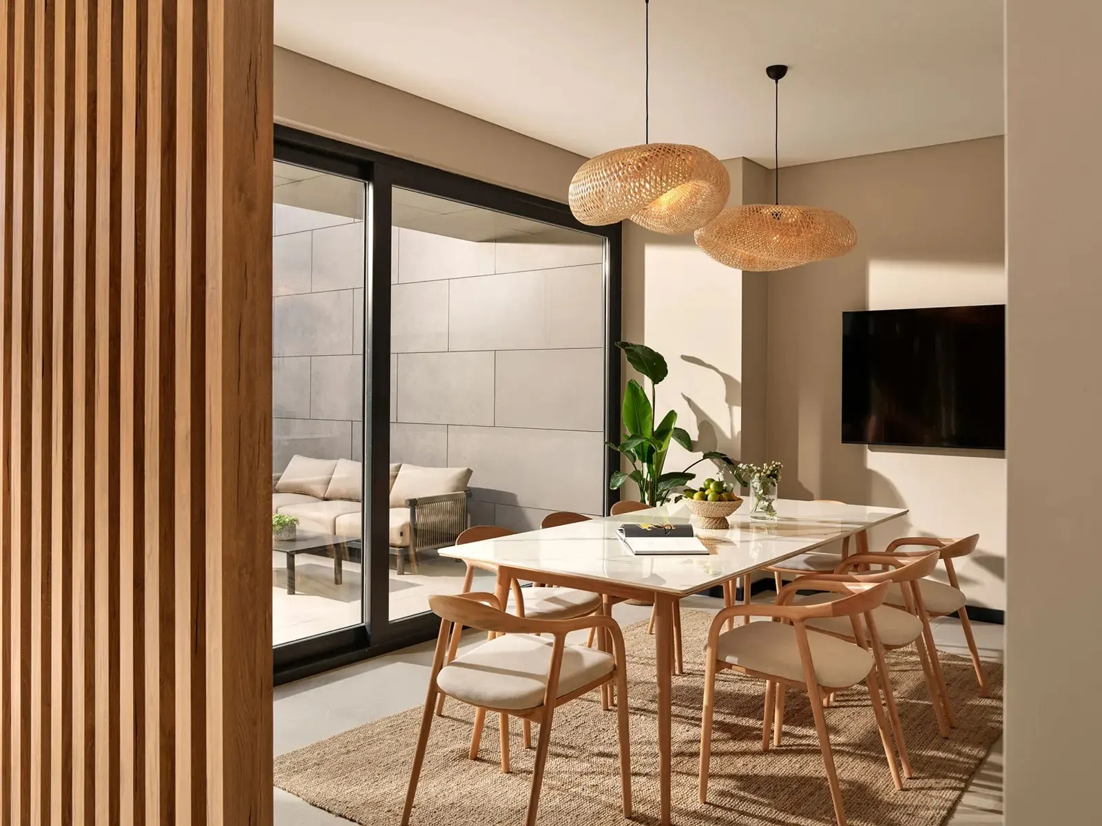 Dining area in a Naturalist Verde home
