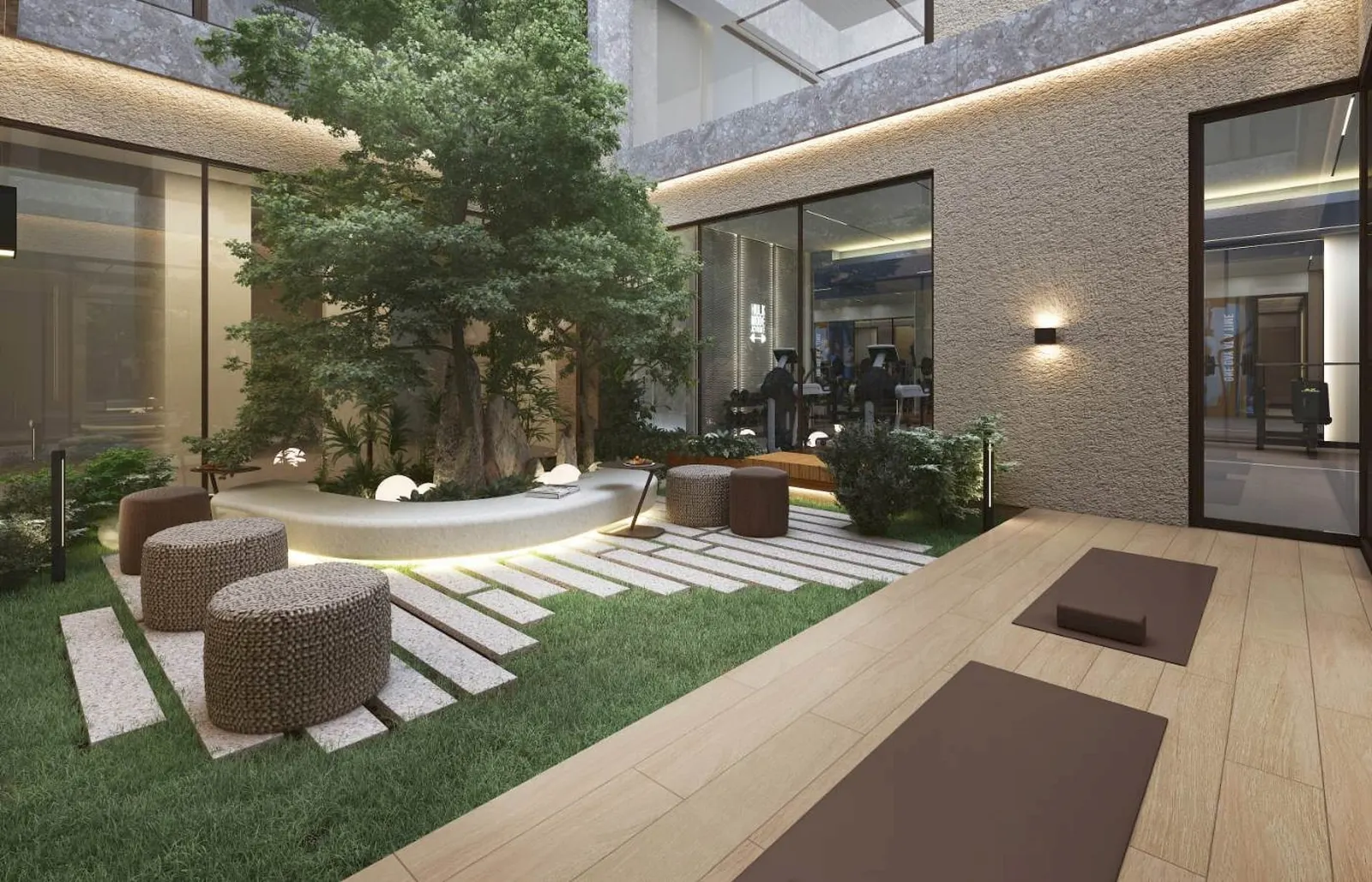 Courtyard of the social building at Nevbahar Kemer Evleri