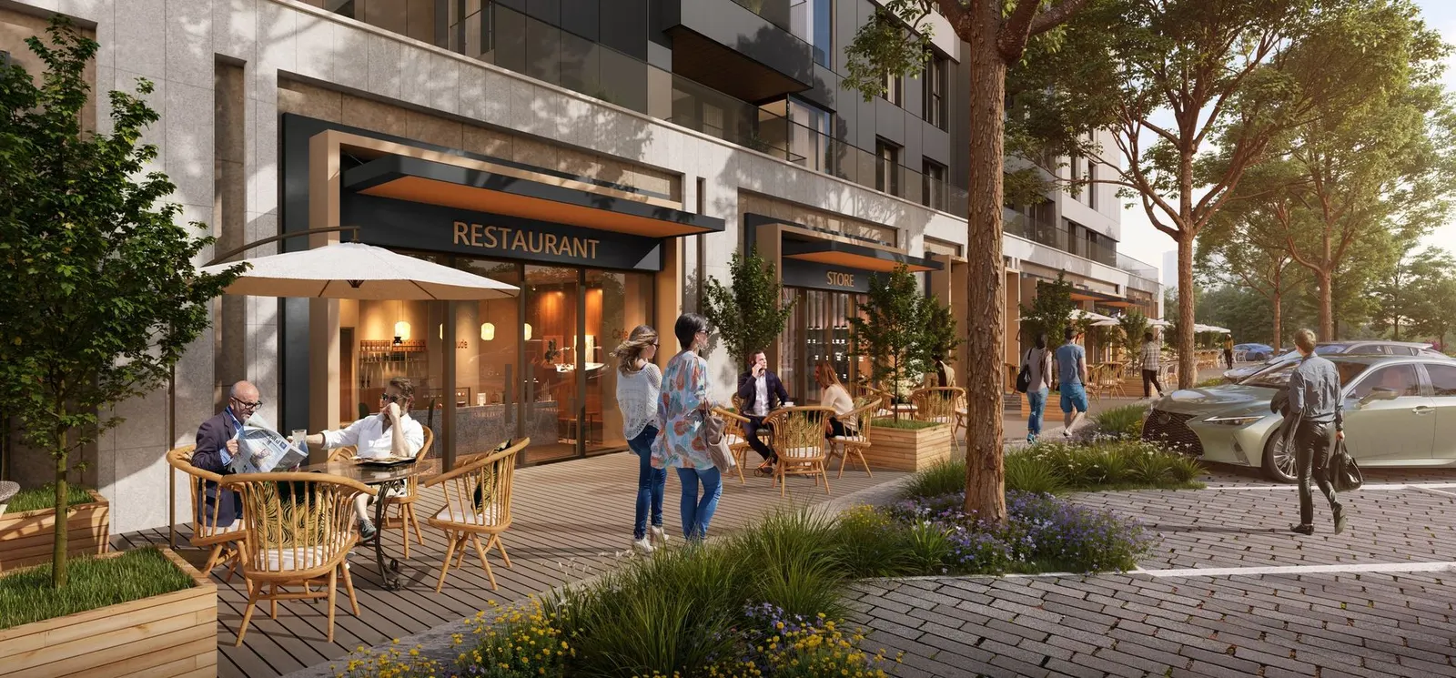 Street-level cafes at Odak Istanbul