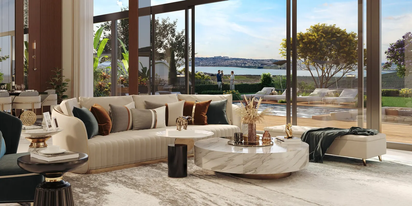 Living room with garden view in an Onay Buyuk Konaklar villa