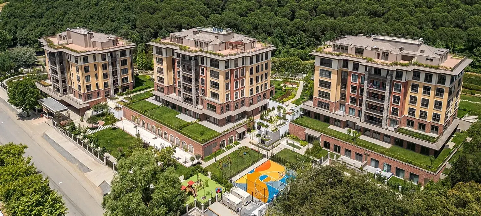 Aerial view of the Ozak DOA Gokturk blocks and gardens