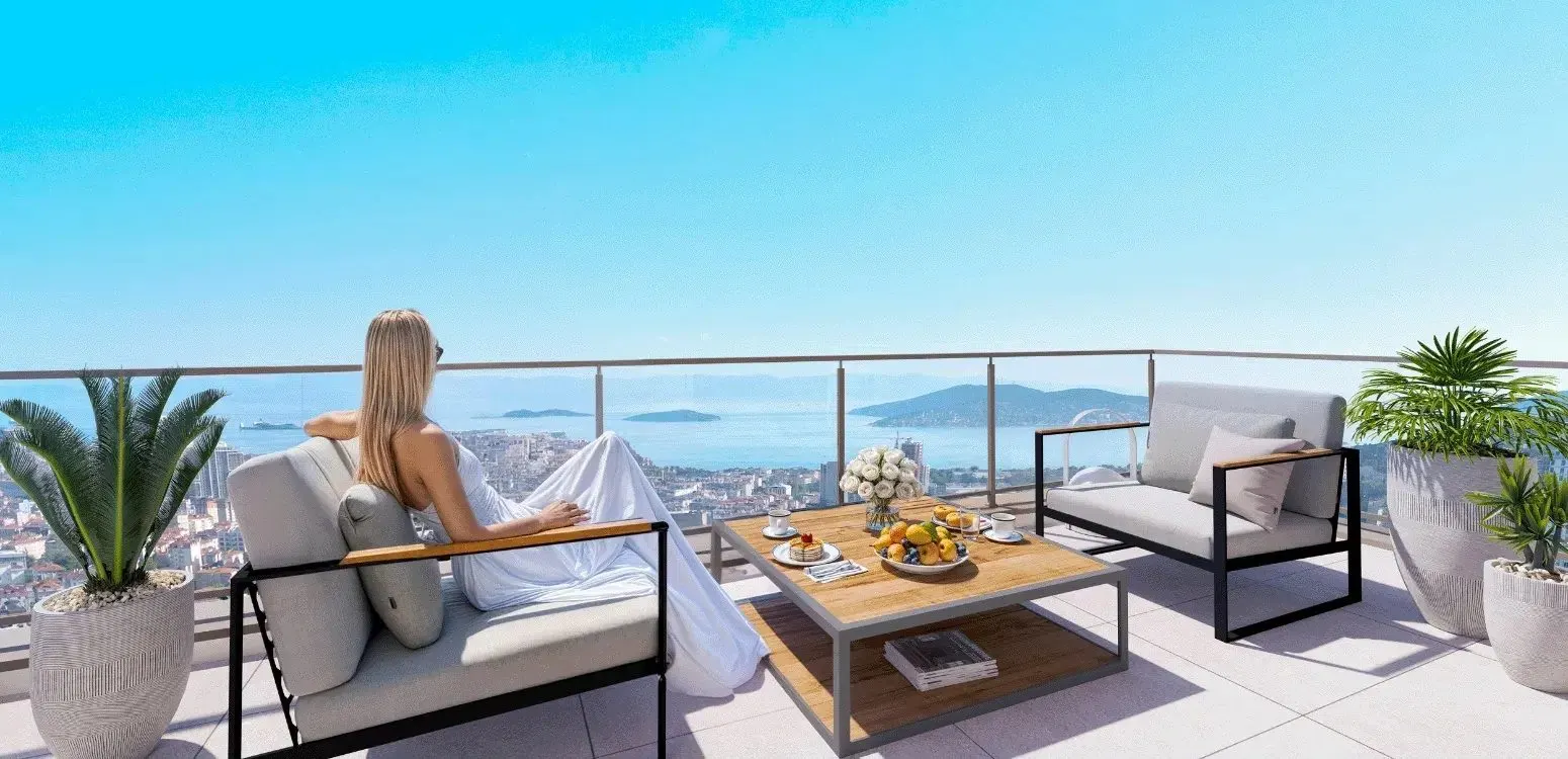 Terrace with a sea view at Ozak Dragos
