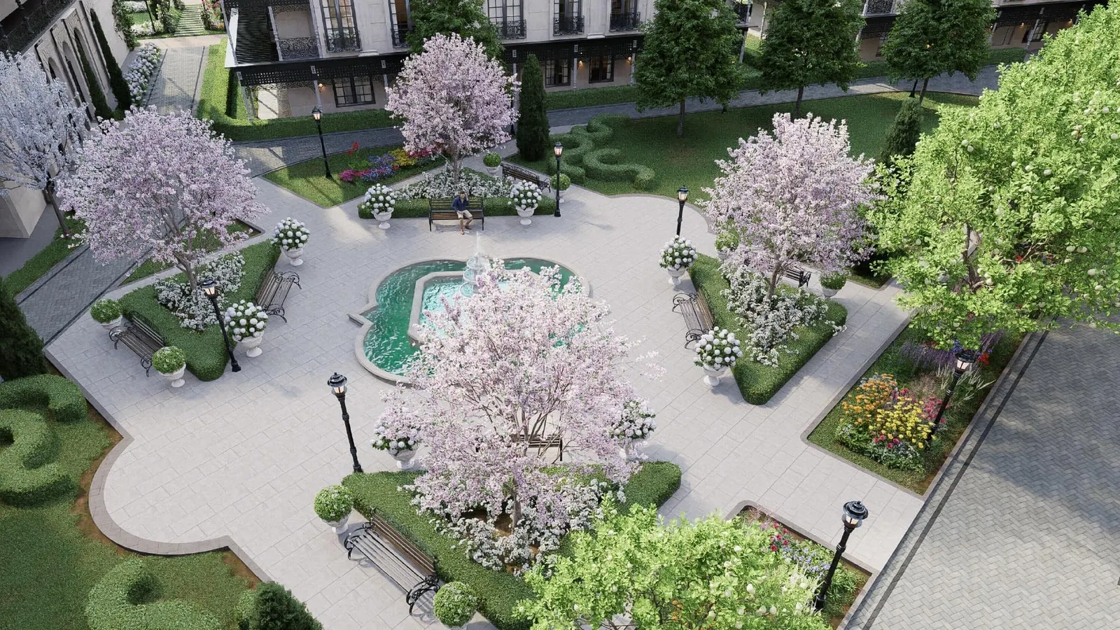 Aerial view of the central garden at Palace Istanbul Beylerbeyi