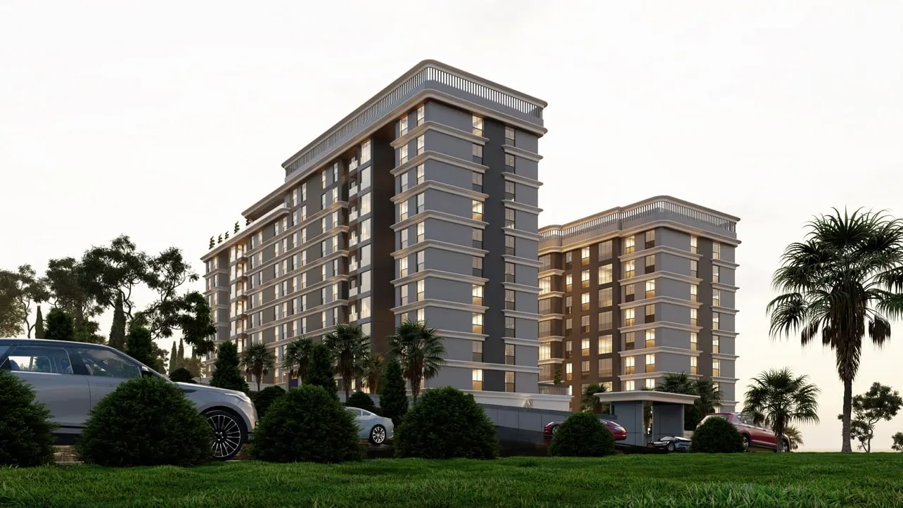 The two Panaroma Altinoluk blocks seen from the garden