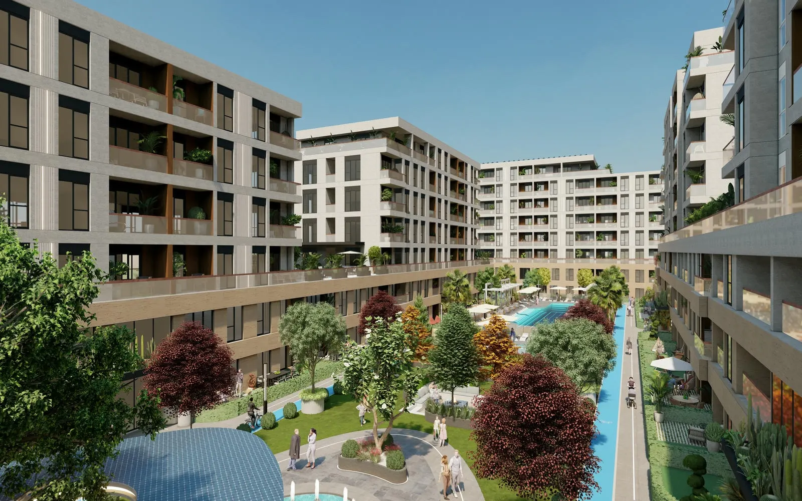 Water garden between the Park Yasam Cinarkoy blocks