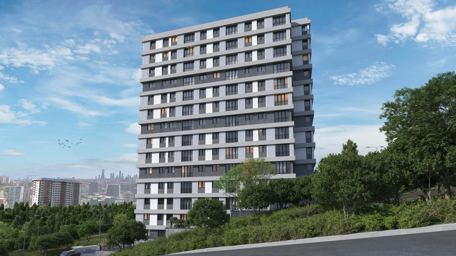 Pelit Levent tower among the trees