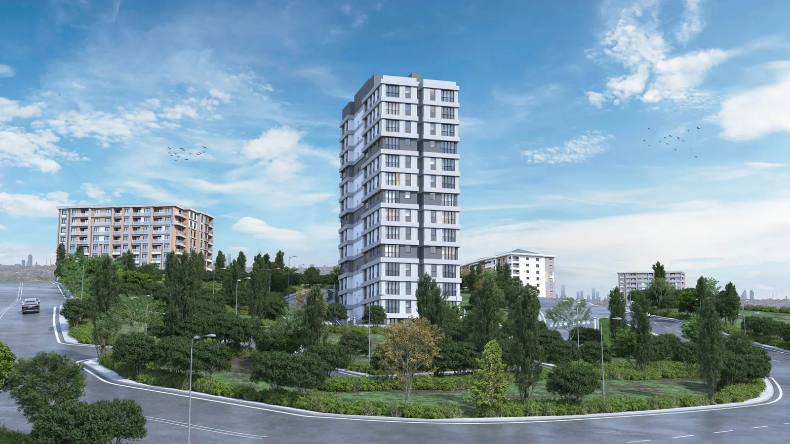 Pelit Levent seen across the roundabout below