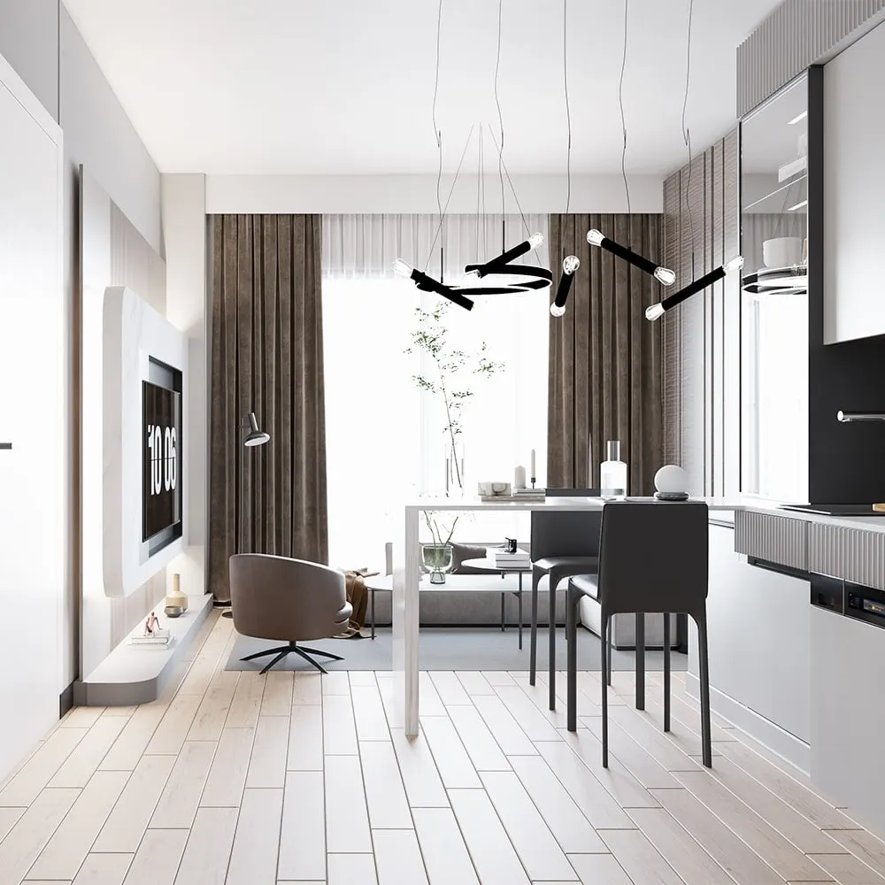 Living room and dining area in a Pelit Levent apartment