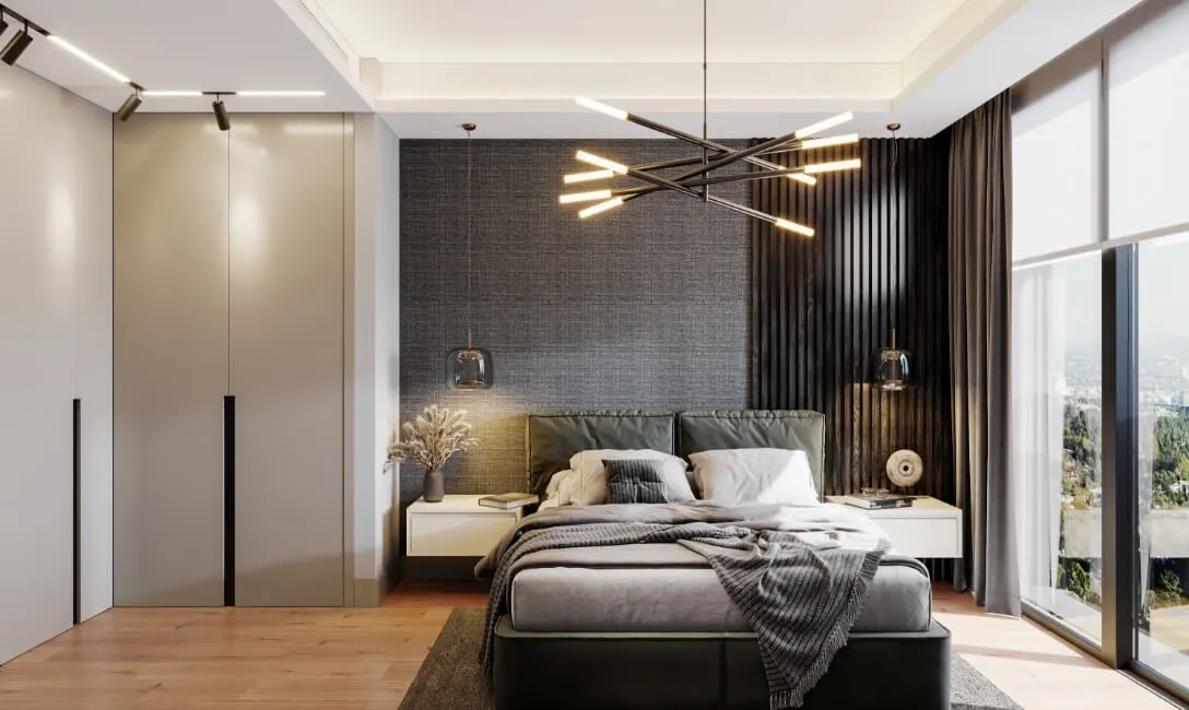 Bedroom of a Polat Akatlar apartment