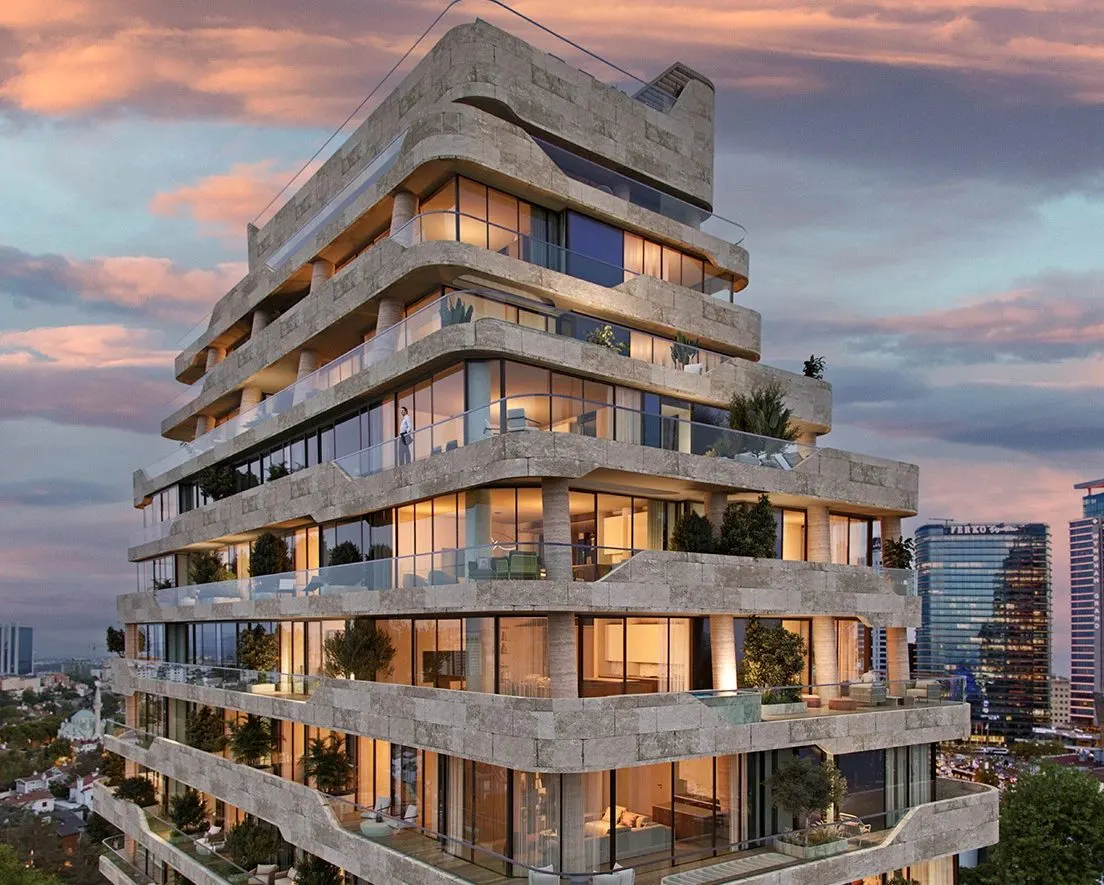 Terraced floors of Polat Levent Exclusive at dusk