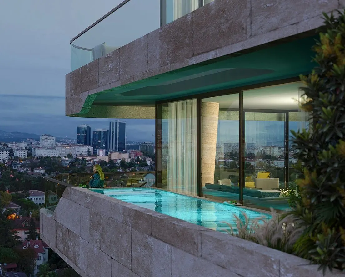 Terrace with a private pool at Polat Levent Exclusive