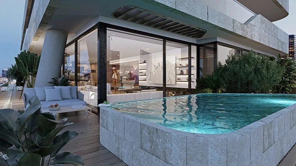 Pool terrace of a Polat Levent Exclusive residence