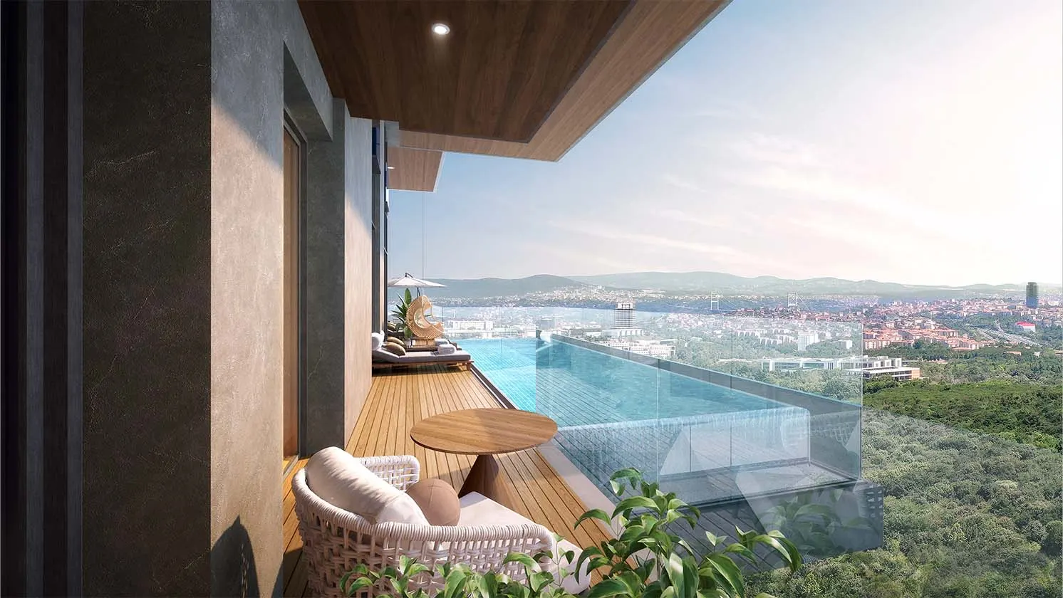 View from a terrace pool at Prime Tower Maslak