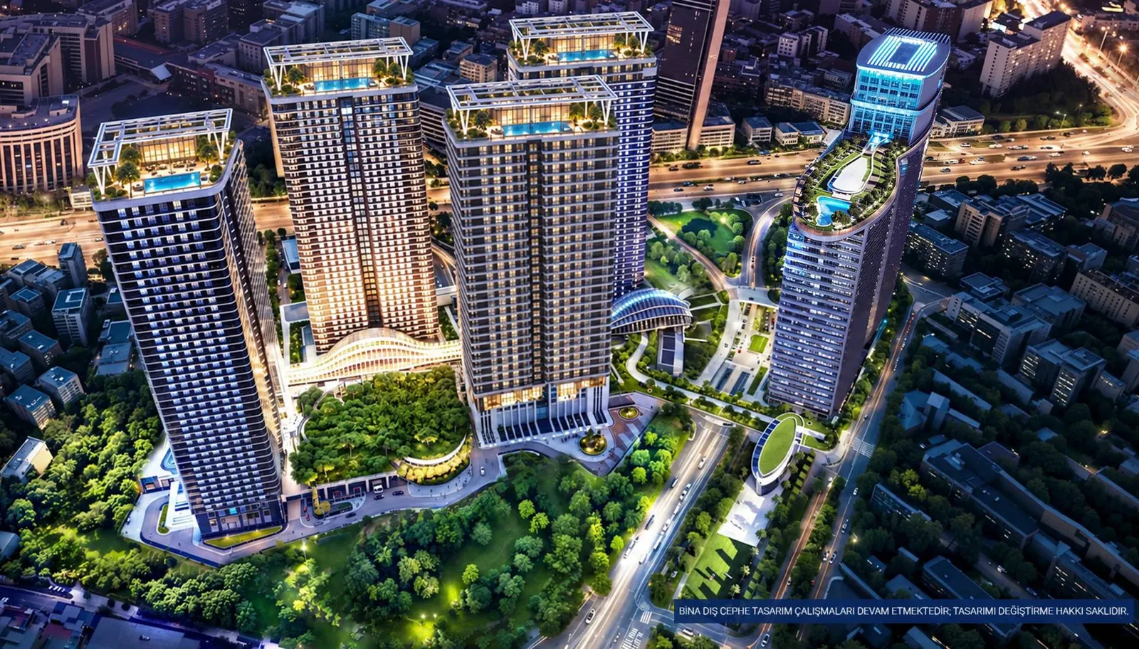 Tasyapi Sisli from the air at dusk