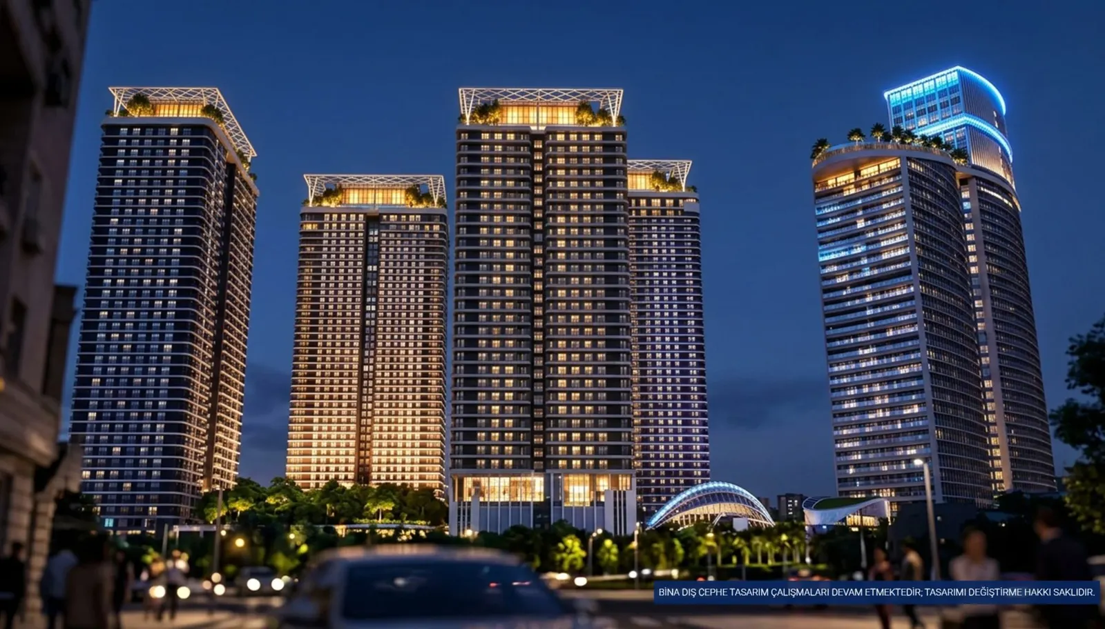 Tasyapi Sisli towers at night