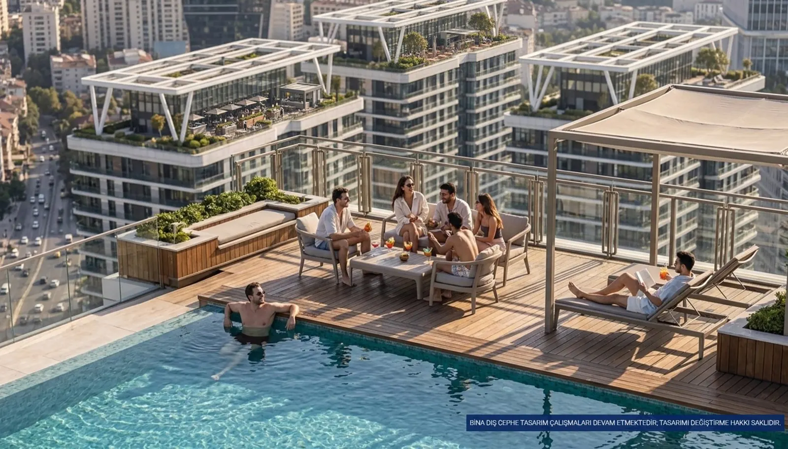 Rooftop pool terrace at Tasyapi Sisli