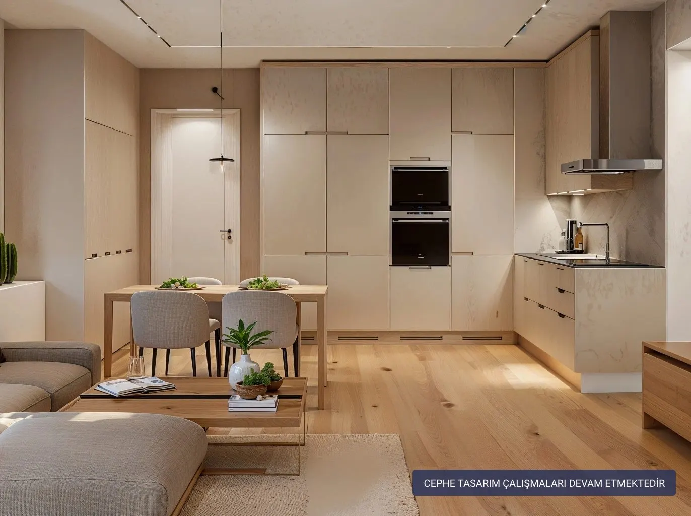 Kitchen and living area of a Tasyapi Sisli apartment