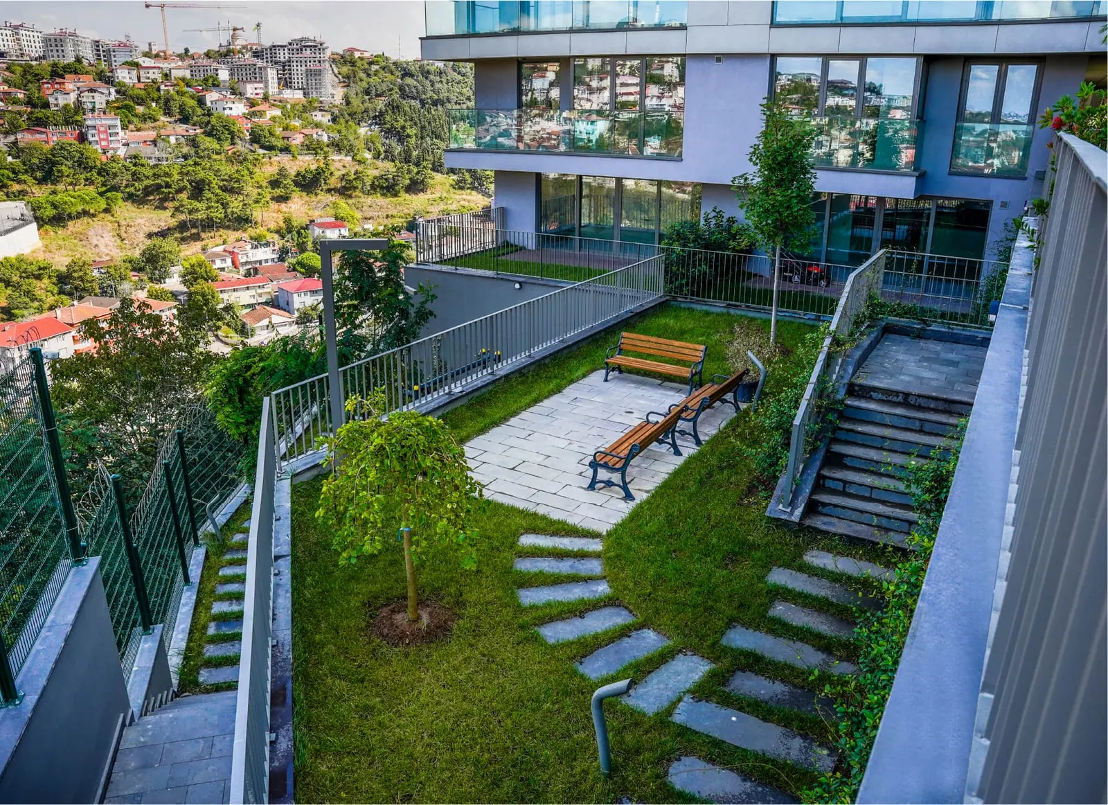 Terraced garden with seating at Viridis Cengelkoy