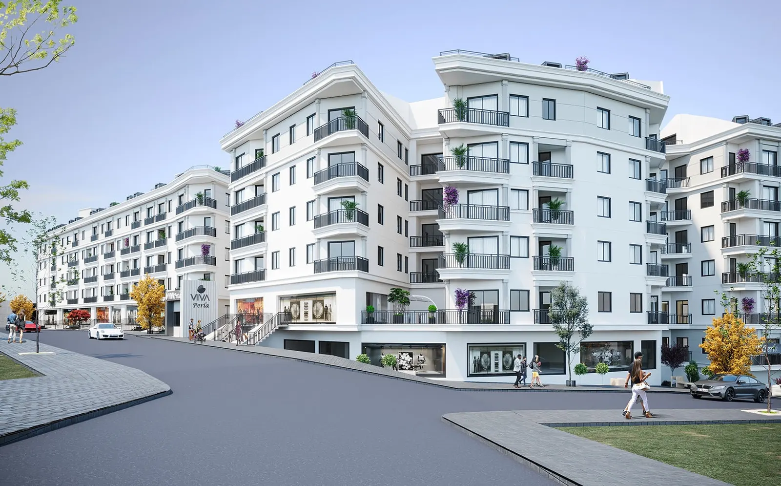 Viva Perla blocks seen from the street corner