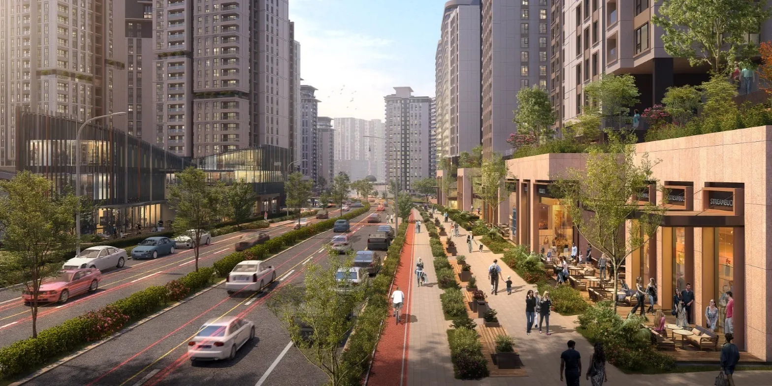 Boulevard with shops in Yeni Fikirtepe